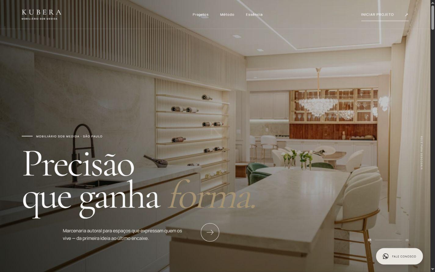Página inicial do projeto Kubera Sob Medida
